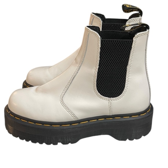 Dr. Martens Shoes - Dr. Martens Chelsea 2976 Quad Platform Bootie Women’s SZ 7 White Leather